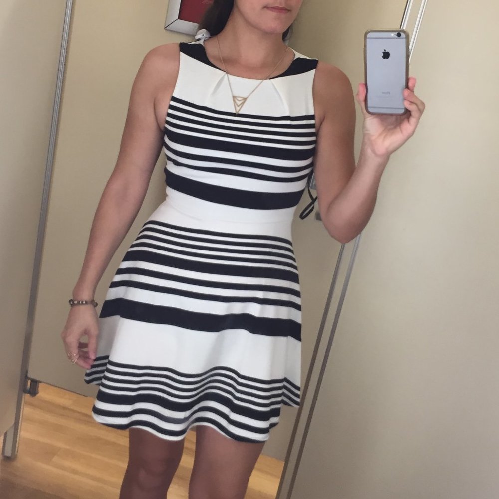 Monteau Black and White Striped Dress